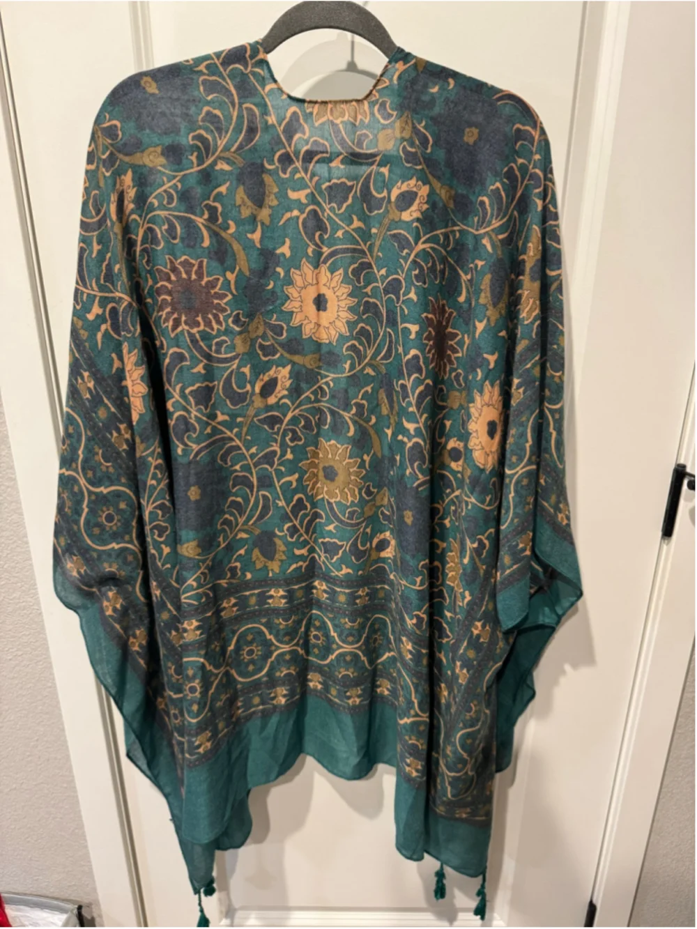 Women's Unbranded Floral Print Kimono One Size Green Gold